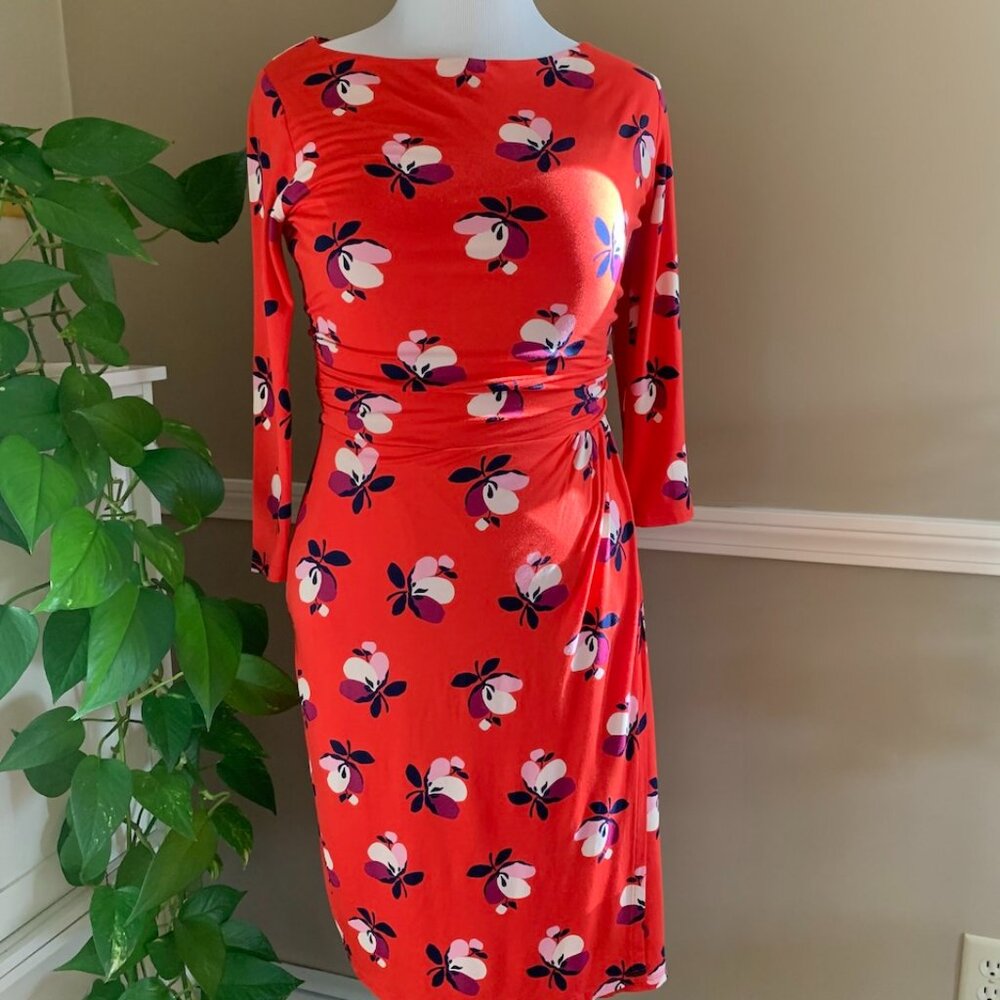 Boden Knit Dress with Faux-Wrap Skirt